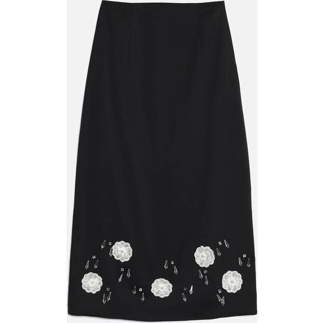 Sister Jane Desert Hearts Satin Midi Skirt - S/UK 8 - Black