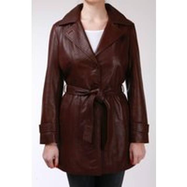 Womens 3/4 Length Tie Belt Trench Coat-Oldbury - Brown - 10