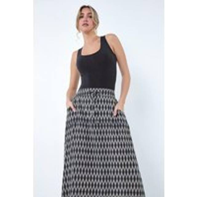 Dusk Womens Printed Tie Front Pocket Skirt - Black - Size 10 UK