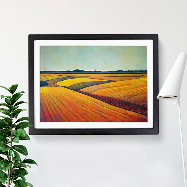 Soothing Wheat Field - Picture Frame Graphic Art - Black (25cm H x 34cm W x 2cm D)