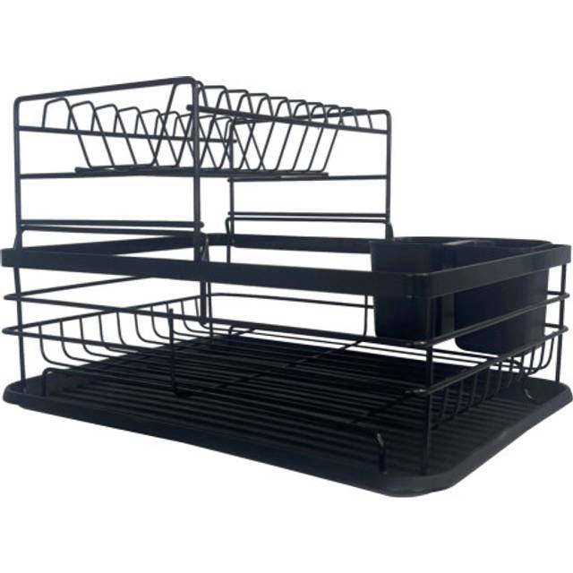 Deluxe 2-Tier Multifunctional Dish Drainer Rack With Cutlery Holders | Wowcher