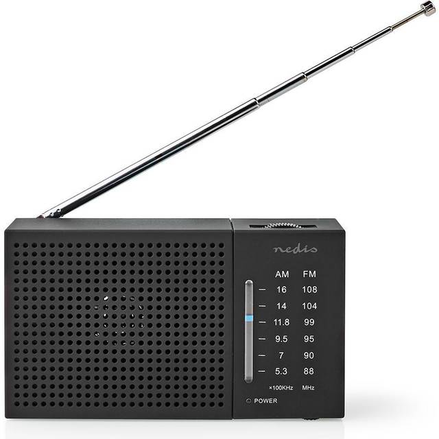 Nedis FM/AM-radio, Analog 1,5 W, Svartvit skärmjacka, Svart