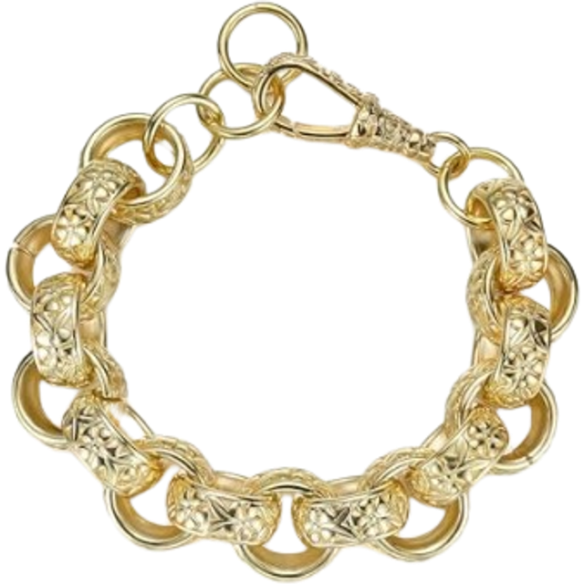 THE BLING KING XXL 20mm Ornate Belcher Bracelet with Albert Clasp - Opulent Finish, Exquisite Detailing, and Exceptional Craftsmanship (20mm Width,
