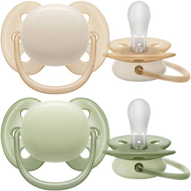 Philips Avent Ultra Soft Napp 0-6 mån Grön/Beige 2-pack - Multi