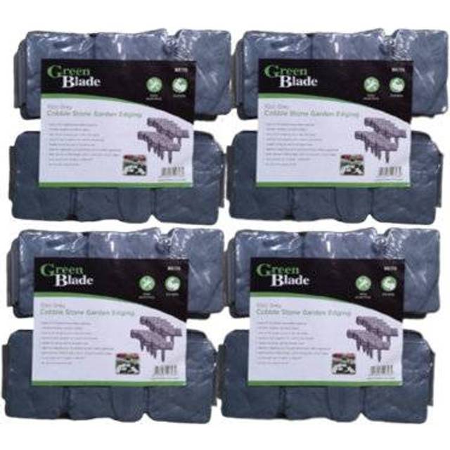 4x 23cm 10 Piece Grey Cobble Stone Effect Garden Edging Boarder