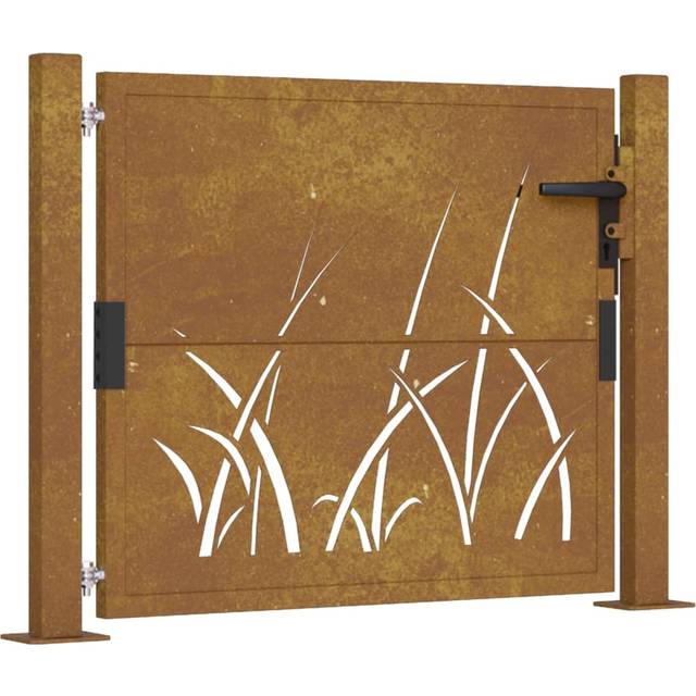 Garden Gate 105x80 cm Corten Steel Grass Design Vidaxl