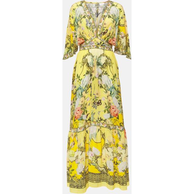 Camilla Paths of Gold floral silk maxi dress - yellow (UK 8)