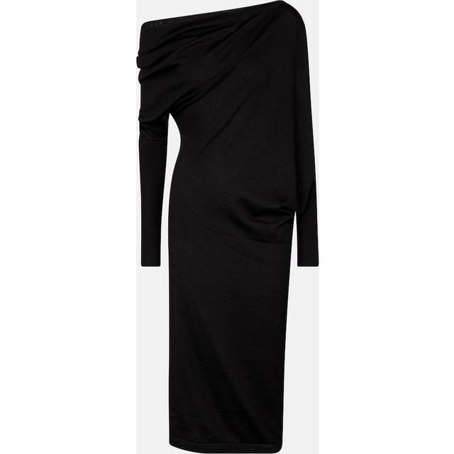 Tom Ford Cashmere and silk off-shoulder midi dress - black (UK 16)