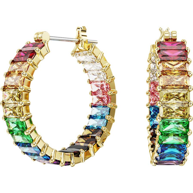Matrix Baguette Cut Multicoloured Gold-tone Plated Hoop Earrings 5685698