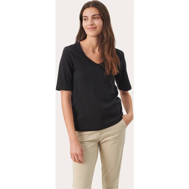 Part Two, Topp, Dam, 2Xl, Bomull, V-ringad T-shirt - black (2XL)