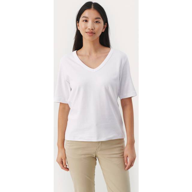 Part Two, Topp, Dam, 3Xl, Bomull, Bomulls T-shirt med V-ringning - white (3XL)