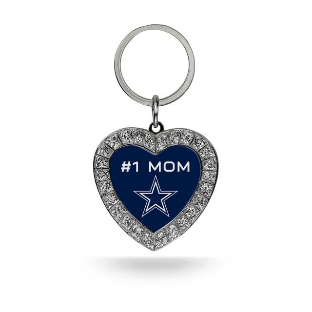 "Rico Industries NFL Dallas Cowboys Bling #1 MOM Heart Key Chain Rhinestone Heart Keychain 3.5""""""""x1.5"""""""""
