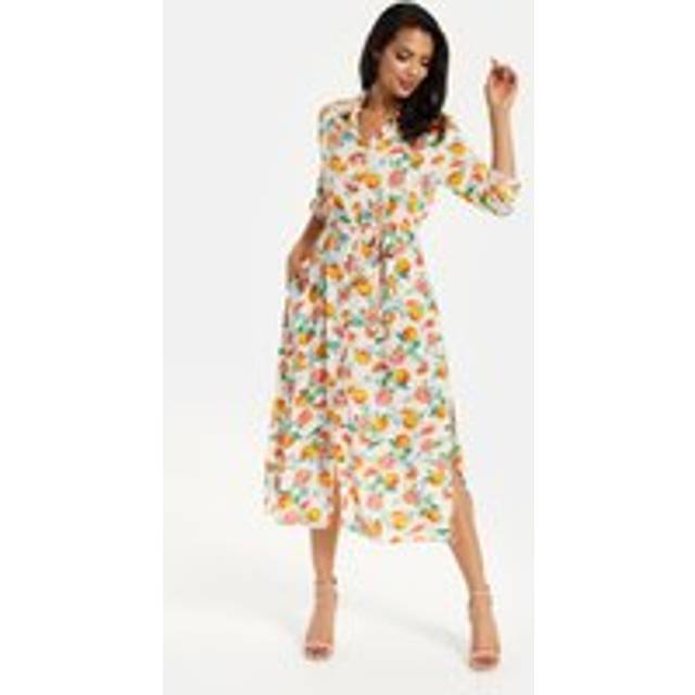 Womens Liquorish Fruit Print Button Through Shirt Dress - Multi - 16