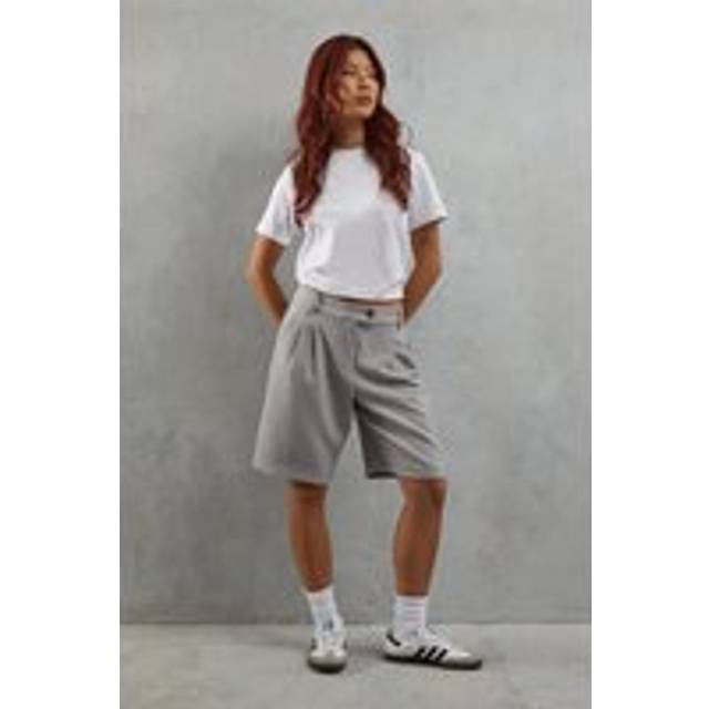Warehouse Womens Premium Pinstripe Tailored Short - Grey - Size 16 UK