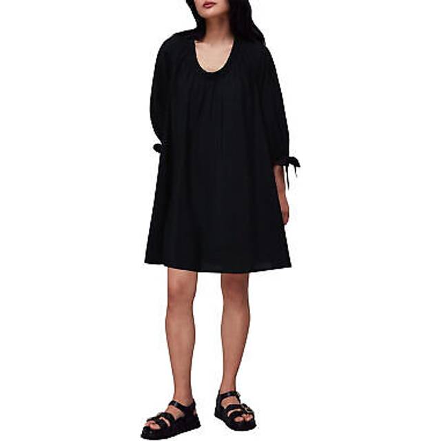 Womens Lydia Gathered Trapeze Dress Plain - Black - 8