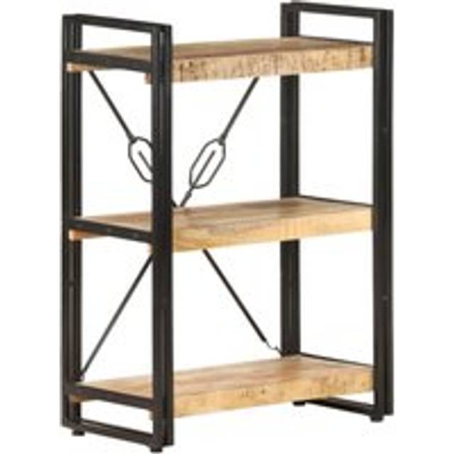 3-Tier Bookcase 60x30x80 cm Solid Mango Wood - Brown - One Size