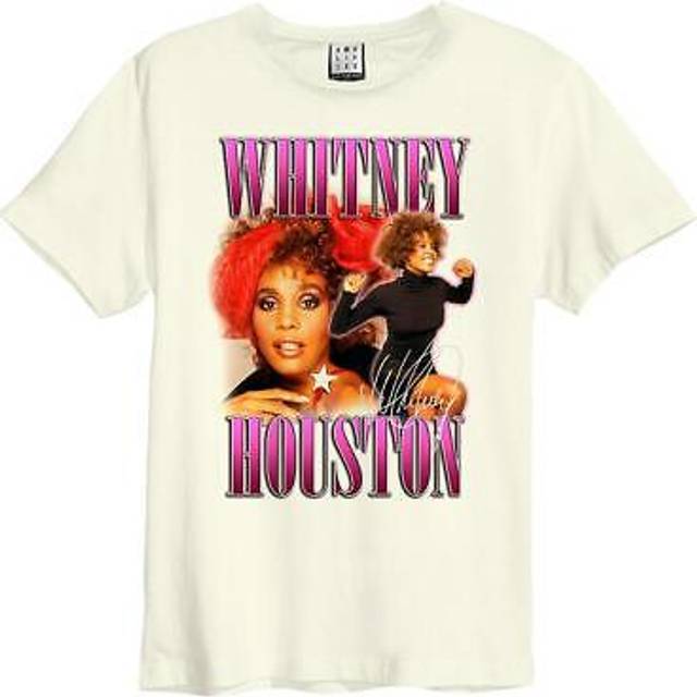 (XXL, Vintage White) Amplified Unisex Adult Red Bow Beauty Whitney Houston T-Shirt
