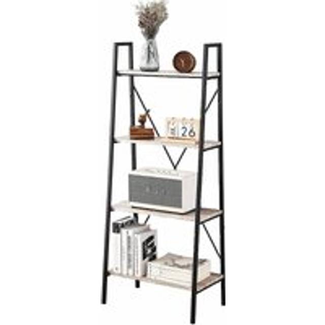 Mcc Direct - 4-Tier Bookcase Multifunction Display Rack Ladder Bookshelf dark wood