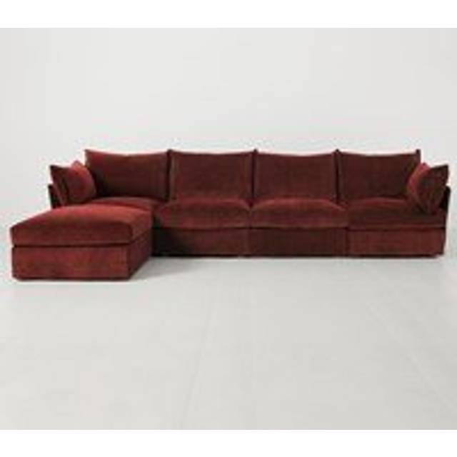 Swyft Sofa in a Box Model 06 Modular Royal Velvet 4 Seater Sofa with Chaise - Burgundy
