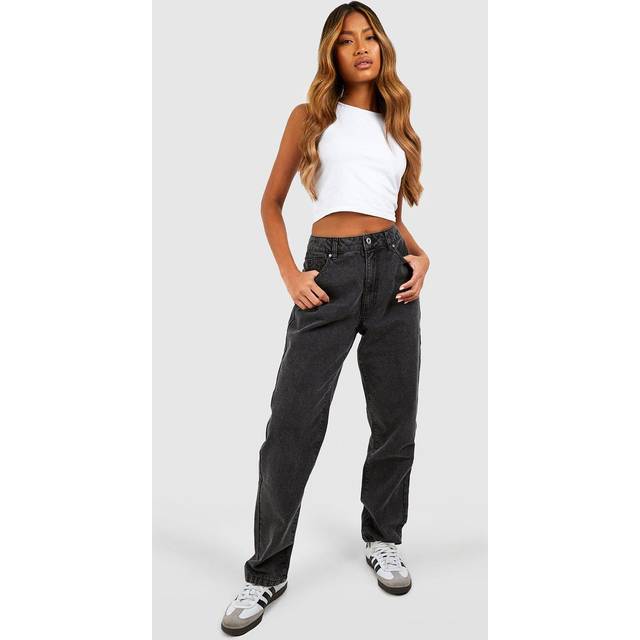 Womens Boohoo Basics High Waisted Straight Leg Jeans - Black - 6