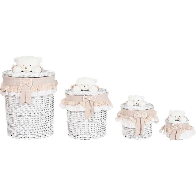 Home ESPRIT Tvättkorg Vit Beige Wicker Shabby Chic 45 x 45 x 68 cm 4 stycken