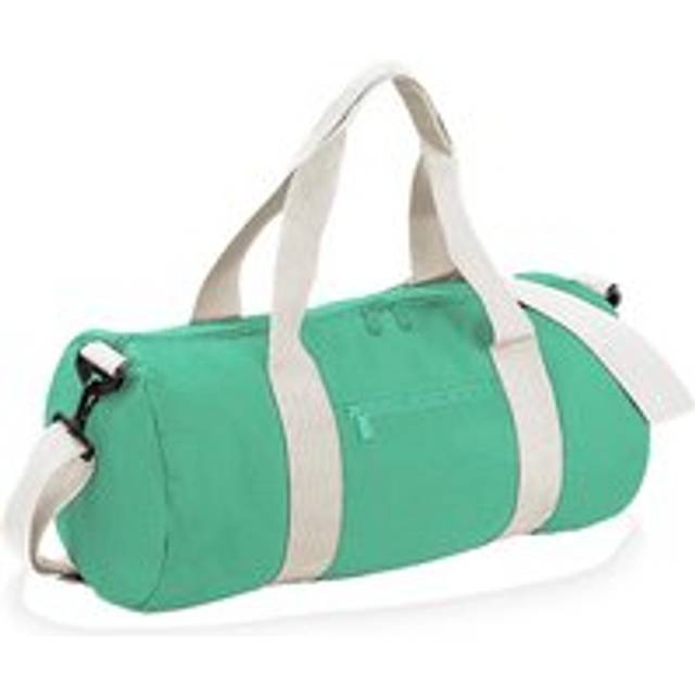 (One Size, Mint Green/Off White) Bagbase Plain Varsity Barrel / Duffle Bag (20 Litres) (Pack of 2)