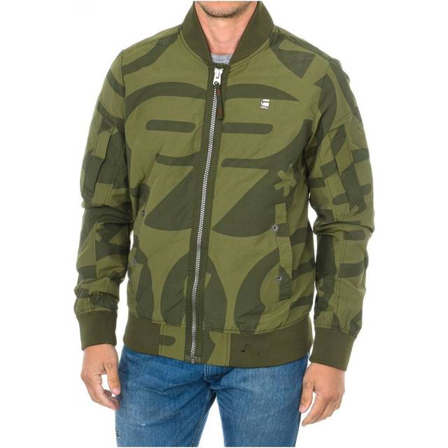 G Star Raw Mens Bomber jacket with contrasting mesh lining inside D01253 man - Green Cotton - Size X-Small