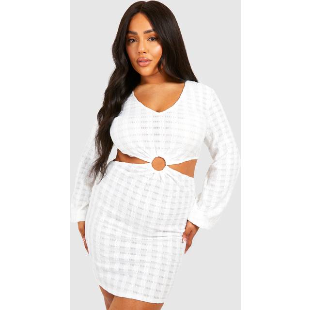 Womens Plus Jersey Knitted O- Ring Beach Dress - White - 24, White
