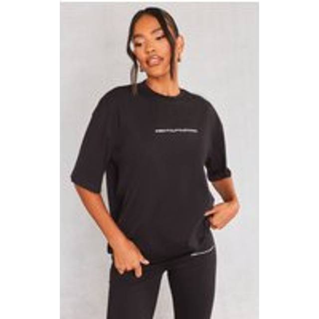 PRETTYLITTLETHING Black Print Oversize T Shirt, Black - 4