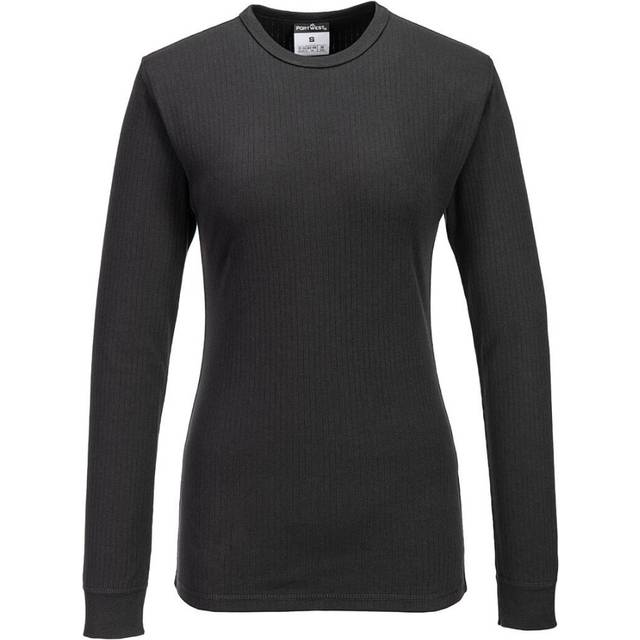 Portwest Women's Thermal T-Shirt Long Sleeve - Black - XS
