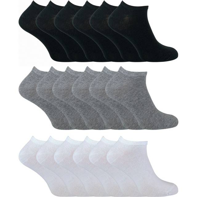 Sock Snob - 6 Pack Mens Cotton Low Cut Quarter Gym / Trainer Socks - Black - Size UK 6-11