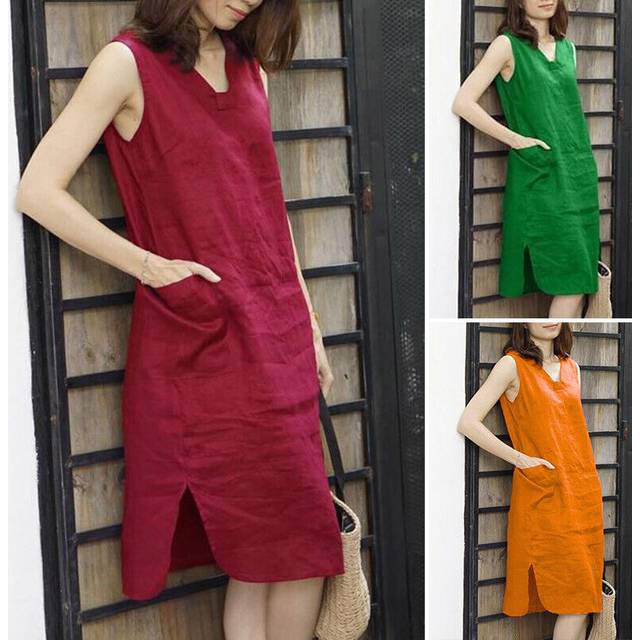 Uk womens v-neck sleeveless party loose mini dress summer solid tank sundress