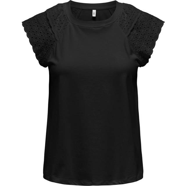 Only Xiana Broderie Anglaise Top - Small, Black