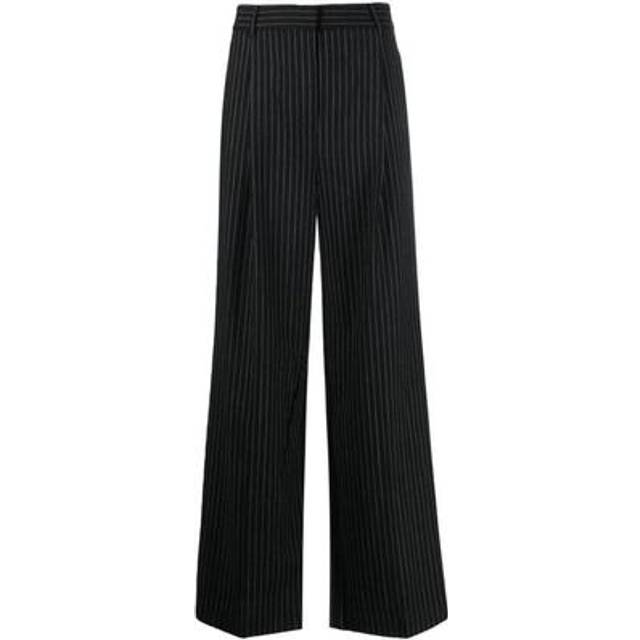 Michael Michael Kors - pinstripe-pattern palazzo pants - women - Wool/Spandex/Elastane/Polyester - 6 - Black