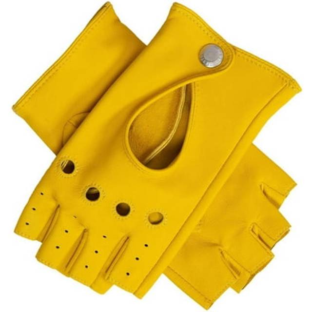 Women’s Fingerless Leather Driving Gloves - Yellow / M