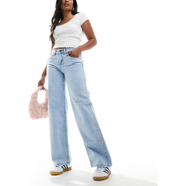 ONLY – Hope – Ljusa, stentvättade jeans med vida ben-Blå