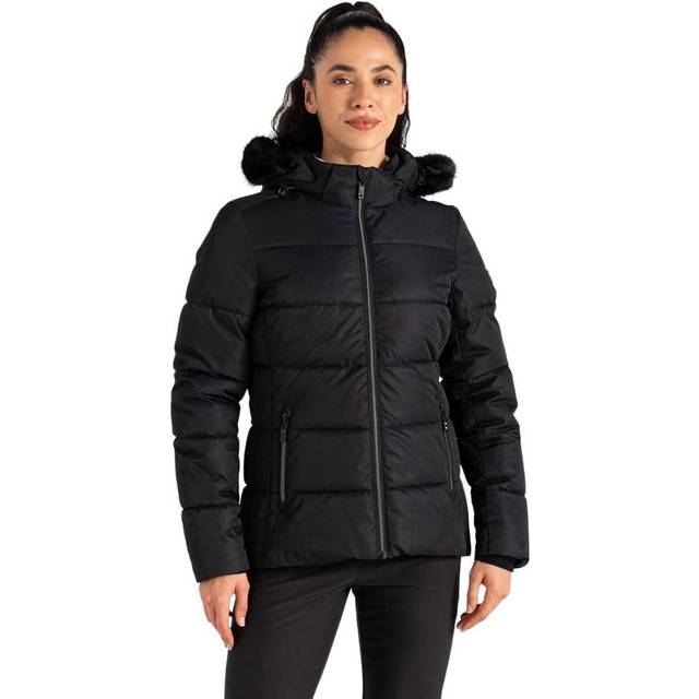 Dare 2b Women's Water-repellent Glamourize V Baffled Ski Jacket Black, Size: 14