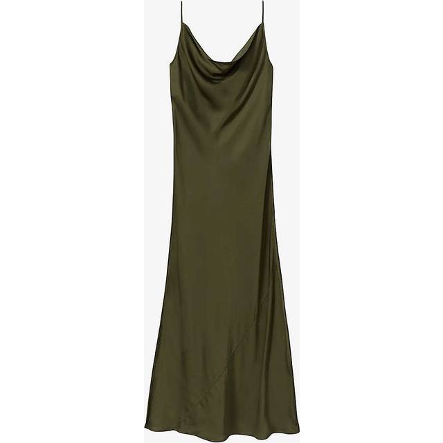 Isabel Cowl Neck Dress - KHAKI - Beginning with men's tailoring in 1970's London, Reiss' design philosophy has endured for over five decades, maintaining the distinctive tailoring, sharp cuts, and contemporary prints it has become famous for to create investment pieces destined to stay in your wardrobe for seasons to come.
