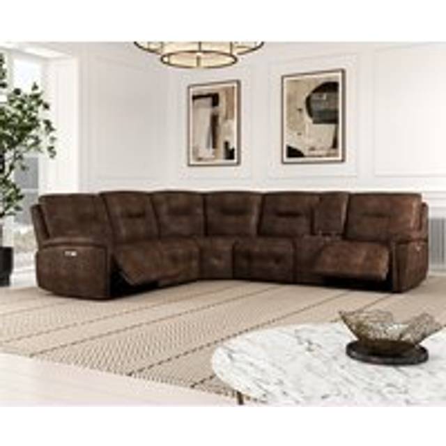 Barlow Dark Brown Faux Leather Right Hand Facing Power Reclining Corner Sofa