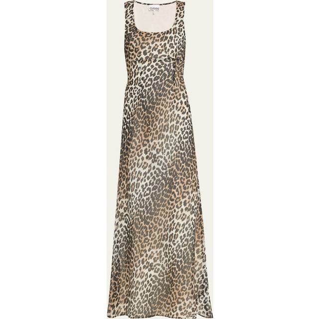 GANNI Brown Printed Maxi Dress - 859 Almond Milk - DK 40