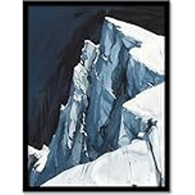 Mont Blanc Mountain Dramatic Landscape Hiking Framed Art Print - Blue - A4