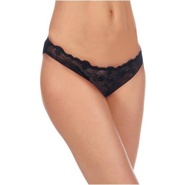 Women's embroidered tulle bridal panties CLAIRE L black