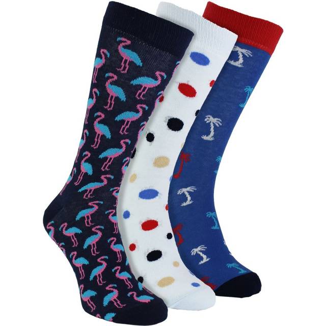 Happy Socks HS by - Mens 3 Pack Novelty Summer Vibes Dress - Palm Trees - Multicolour Cotton - Size UK 6-11