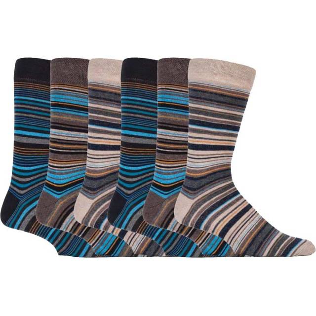 (6-11 UK, Bangkok) Mens 6 pack colourful striped patterned dress cotton socks in 7 styles