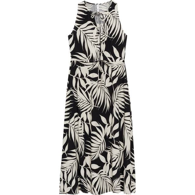 Mango Julia Leaf Print Dress - Black - 18-20