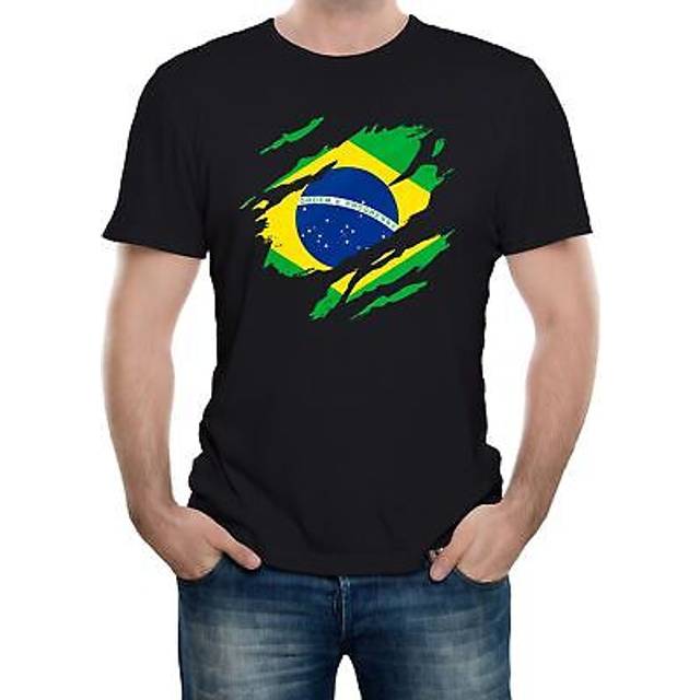 Torn brazil flag men's t-shirt brazilian world cup football supporter proud