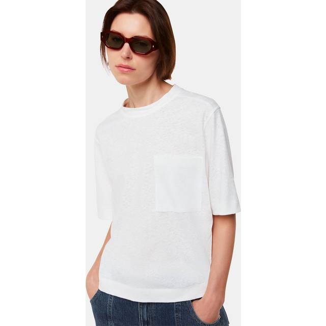Whistles Pocket Linen Blend T-Shirt, White