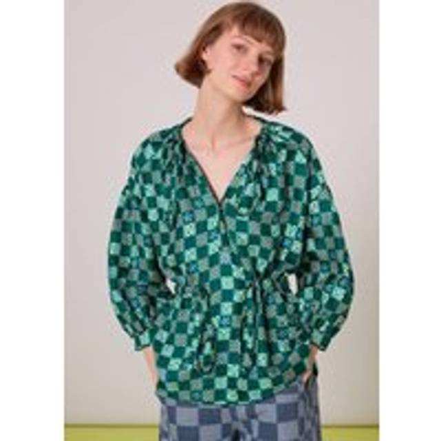 Womens Silk Checkerboard Top Checked - Multi - 8