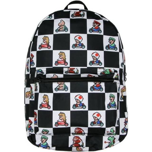 Bioworld Super Nintendo Mario Kart 8-Bit Character Checkered Travel Laptop Backpack