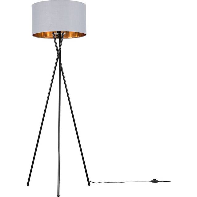 Misner 155cm Camden Tripod Floor Lamp with Large Reni Shade - Black (153cm H X 62cm W X 62cm D)